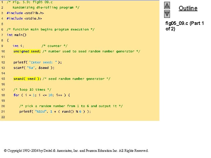 Outline fig 05_09. c (Part 1 of 2) © Copyright 1992– 2004 by Deitel
