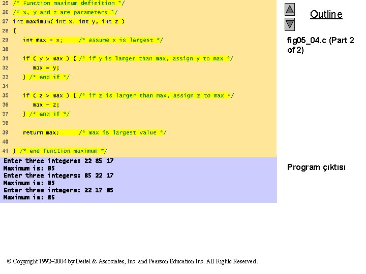 Outline fig 05_04. c (Part 2 of 2) Enter three Maximum is: integers: 22