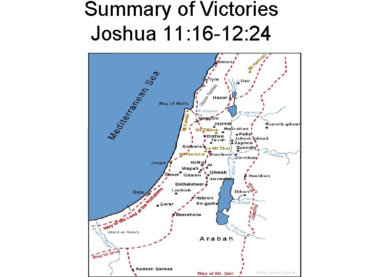 Summary of Victories Joshua 11: 16 -12: 24 