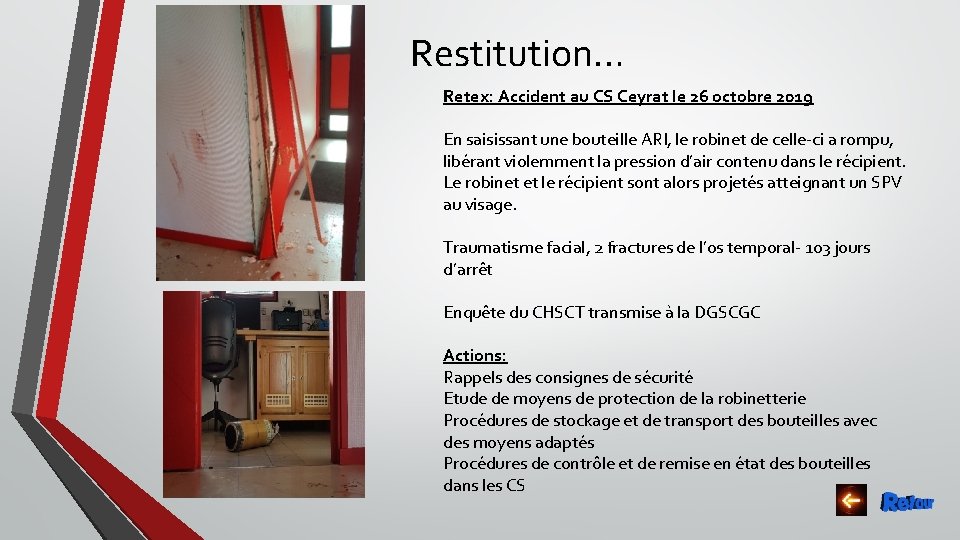 Restitution… Retex: Accident au CS Ceyrat le 26 octobre 2019 En saisissant une bouteille