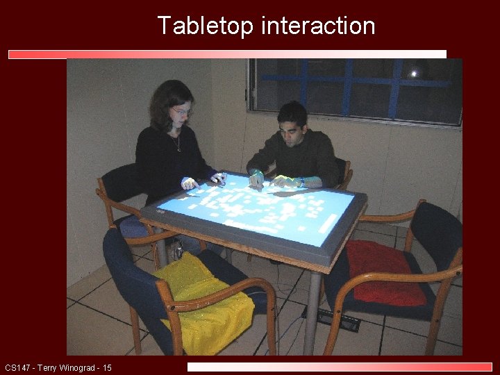 Tabletop interaction CS 147 - Terry Winograd - 15 Tabletop interaction CS 147 - Terry Winograd - 15