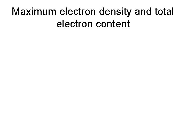 Maximum electron density and total electron content 