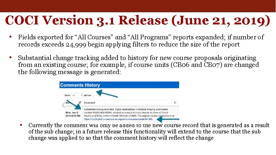 COCI Version 3. 1 Release (June 21, 2019) • Fields exported for “All Courses”