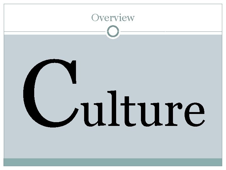 Overview Culture 