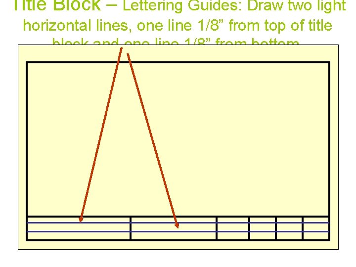 Title Block – Lettering Guides: Draw two light horizontal lines, one line 1/8” from