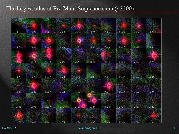 The largest atlas of Pre-Main-Sequence stars (~3200) 12/28/2021 Washington DC 10 