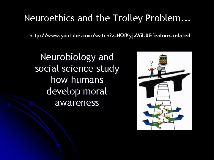 Neuroethics and the Trolley Problem. . . http: //www. youtube. com/watch? v=NOf. Kyjy. Wi. Neuroethics and the Trolley Problem. . . http: //www. youtube. com/watch? v=NOf. Kyjy. Wi.