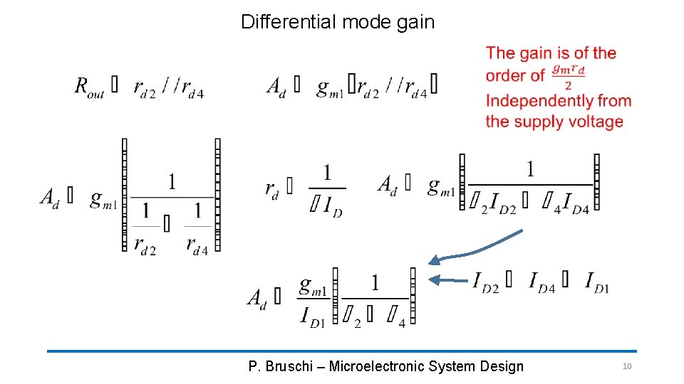 Differential mode gain P. Bruschi – Microelectronic System Design 10 