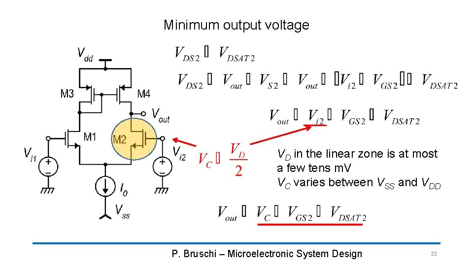 Minimum output voltage VD in the linear zone is at most a few tens