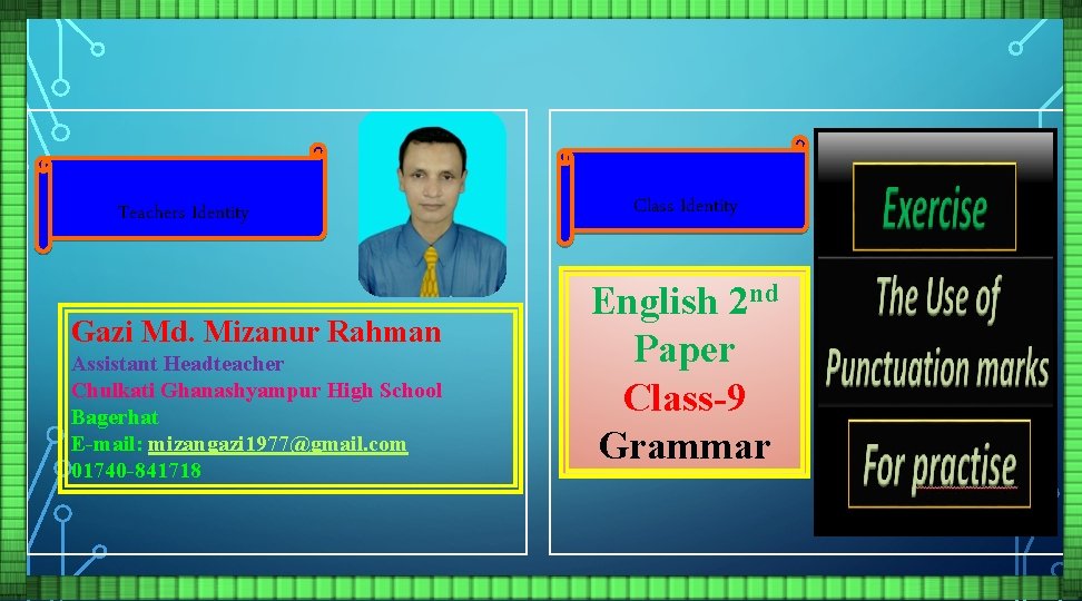 Teachers Identity Gazi Md. Mizanur Rahman Assistant Headteacher Chulkati Ghanashyampur High School Bagerhat E-mail: