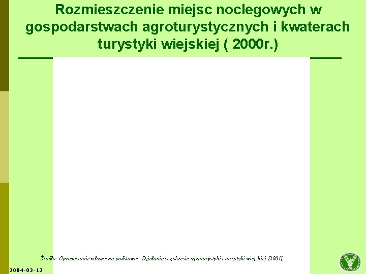 Rozmieszczenie miejsc noclegowych w gospodarstwach agroturystycznych i kwaterach turystyki wiejskiej ( 2000 r. )