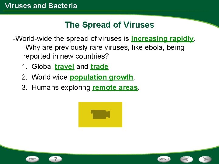 Viruses and Bacteria The Spread of Viruses -World-wide the spread of viruses is increasing