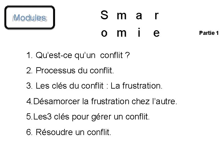 Modules S o m m a i r e 1. Qu’est-ce qu’un conflit ?