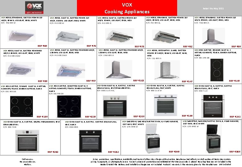VOX Cooking Appliances VOX HOOD, STANDARD , SUCTION POWER 215 M 3/H, 65 KWH,