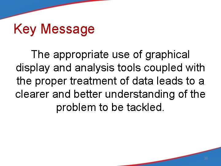 Key Message The appropriate use of graphical display and analysis tools coupled with the