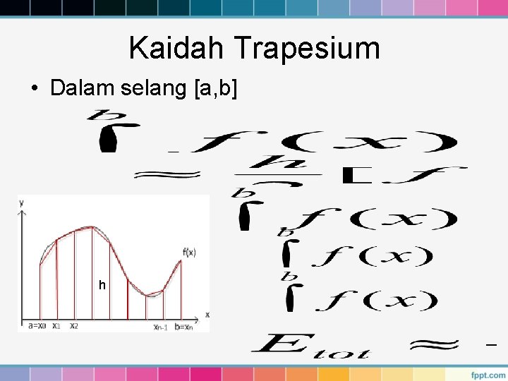 Kaidah Trapesium • Dalam selang [a, b] h 