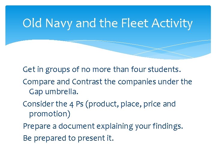 Old Navy and the Fleet Activity Get in groups of no more than four