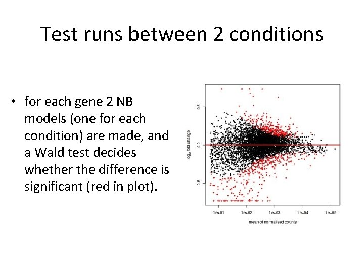 Test runs between 2 conditions • for each gene 2 NB models (one for Test runs between 2 conditions • for each gene 2 NB models (one for