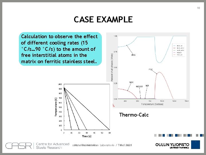 10 CASE EXAMPLE Calculation to observe the effect of different cooling rates (15 °C/s…