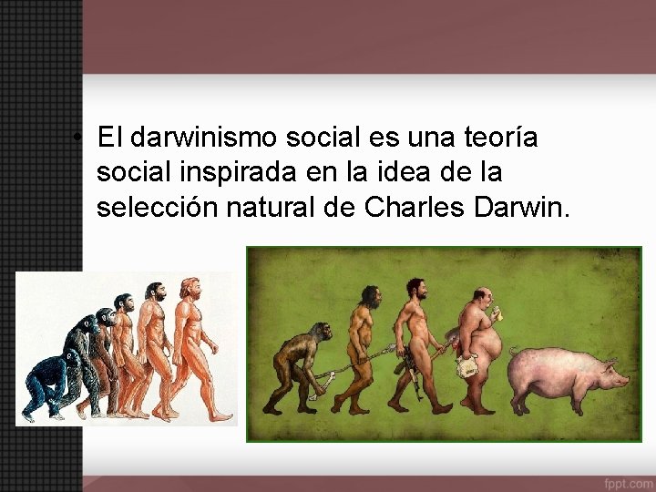  • El darwinismo social es una teoría social inspirada en la idea de