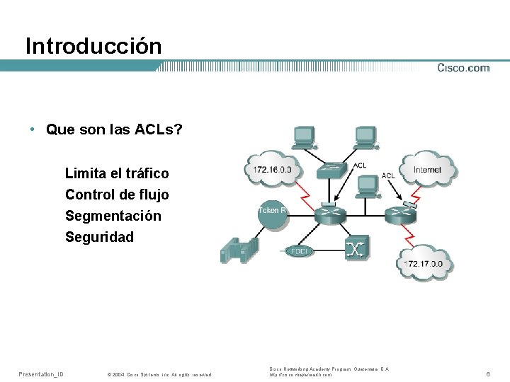 Introducción • Que son las ACLs? Limita el tráfico Control de flujo Segmentación Seguridad