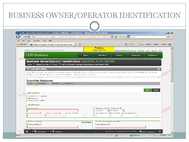 BUSINESS OWNER/OPERATOR IDENTIFICATION 