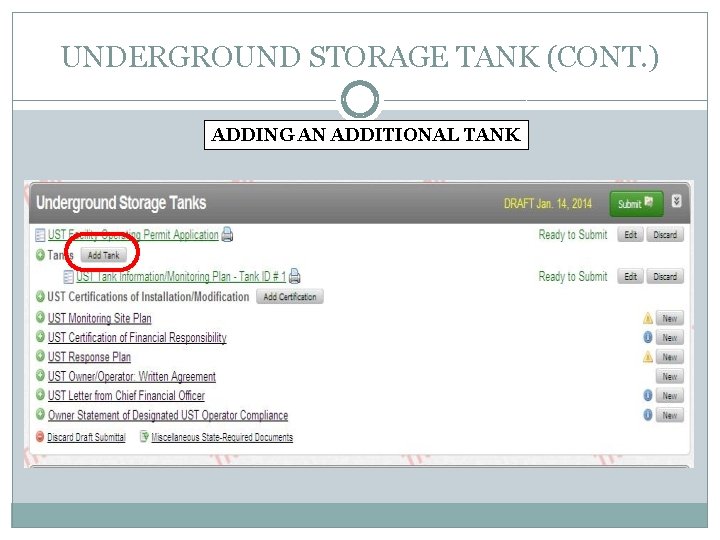 UNDERGROUND STORAGE TANK (CONT. ) ADDING AN ADDITIONAL TANK 