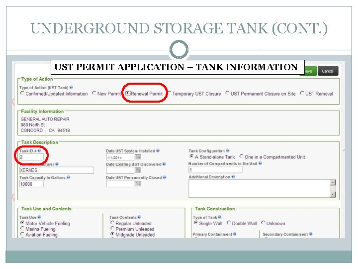 UNDERGROUND STORAGE TANK (CONT. ) UST PERMIT APPLICATION – TANK INFORMATION 