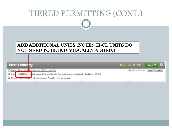 TIERED PERMITTING (CONT. ) ADDITIONAL UNITS (NOTE: CE-CL UNITS DO NOT NEED TO BE