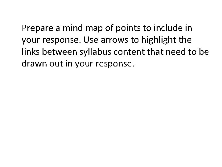 Prepare a mind map of points to include in your response. Use arrows to