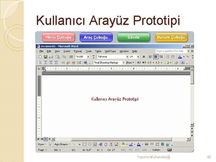 Kullanıcı Arayüz Prototipi Yazılım Mühendisliği 40 