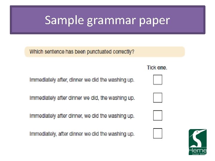 Sample grammar paper 