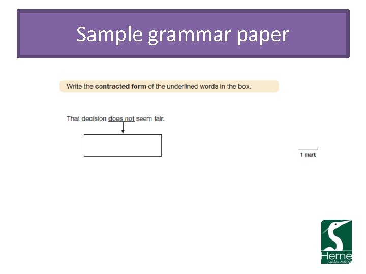 Sample grammar paper 