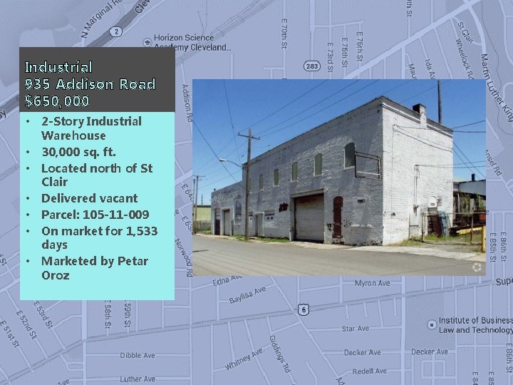 Industrial 935 Addison Road $650, 000 • • 2 -Story Industrial Warehouse 30, 000