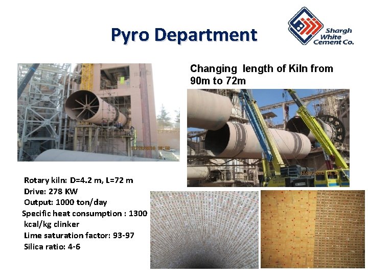 Pyro Department Changing length of Kiln from 90 m to 72 m Rotary kiln: Pyro Department Changing length of Kiln from 90 m to 72 m Rotary kiln: