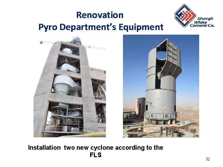 Renovation Pyro Department’s Equipment Installation two new cyclone according to the FLS 32 Renovation Pyro Department’s Equipment Installation two new cyclone according to the FLS 32