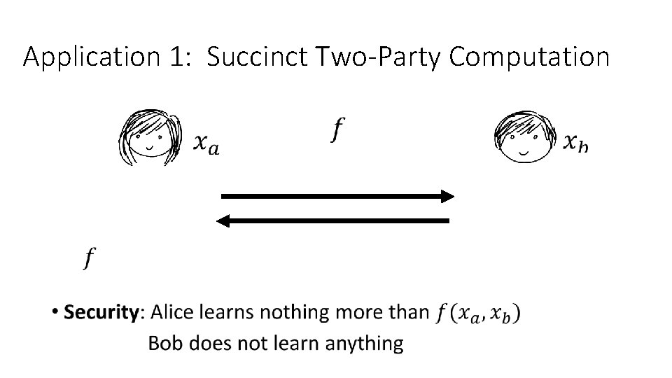 Application 1: Succinct Two-Party Computation • 
