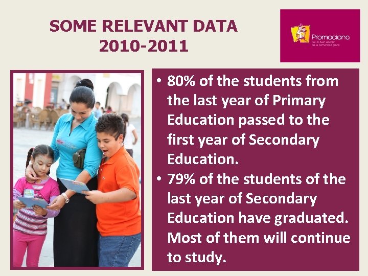 SOME RELEVANT DATA 2010 -2011 • 80% of the students from the last year
