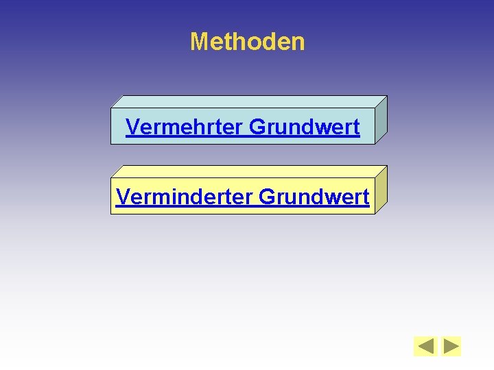 Methoden Vermehrter Grundwert Verminderter Grundwert 