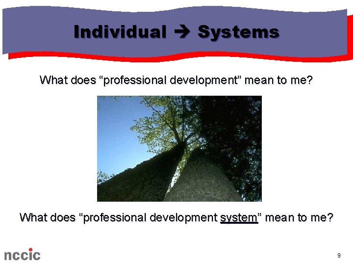 Individual Systems What does “professional development” mean to me? What does “professional development system” Individual Systems What does “professional development” mean to me? What does “professional development system”