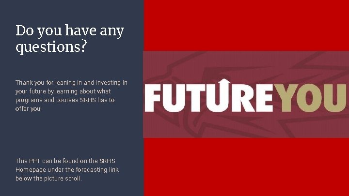 Do you have any questions? Thank you for leaning in and investing in your