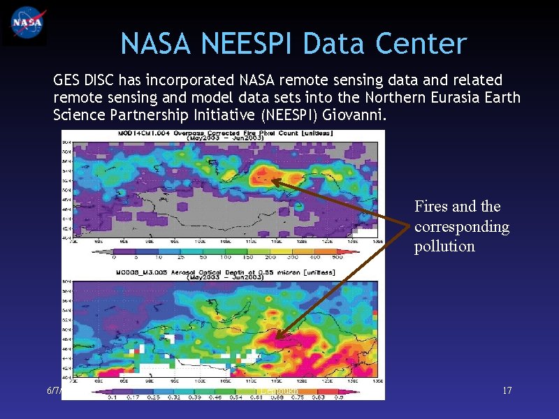 NASA NEESPI Data Center GES DISC has incorporated NASA remote sensing data and related