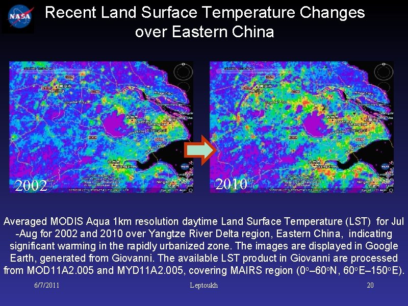 Recent Land Surface Temperature Changes over Eastern China 2002 2010 Averaged MODIS Aqua 1