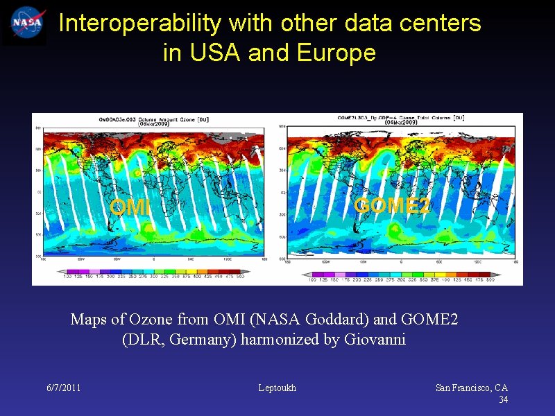 Interoperability with other data centers in USA and Europe GOME 2 OMI Maps of