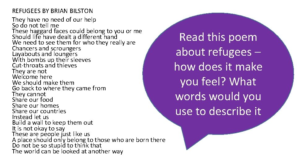 REFUGEES BY BRIAN BILSTON They have no need of our help So do not