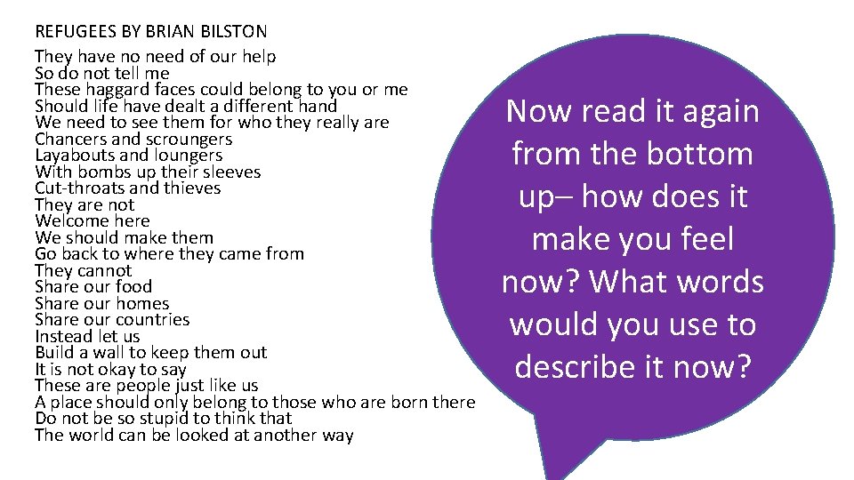 REFUGEES BY BRIAN BILSTON They have no need of our help So do not