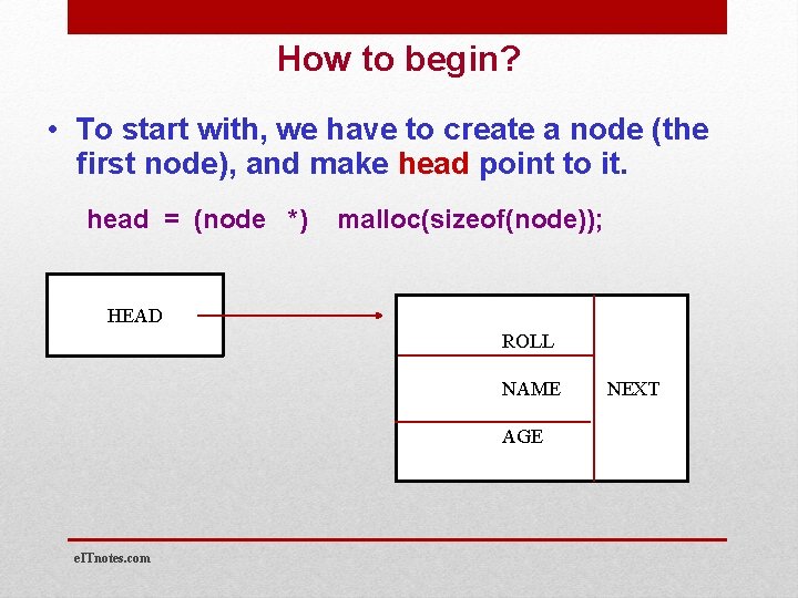 How to begin? • To start with, we have to create a node (the