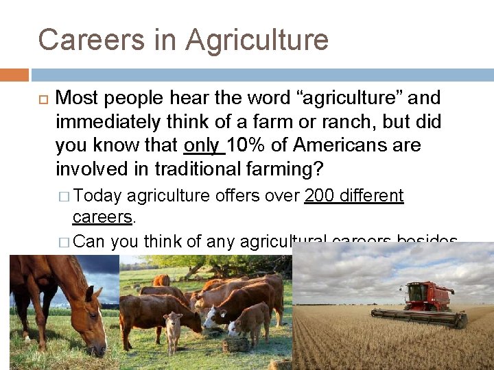 CAREERS IN AGRICULTURE