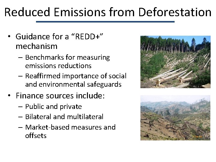 Reduced Emissions from Deforestation • Guidance for a “REDD+” mechanism – Benchmarks for measuring