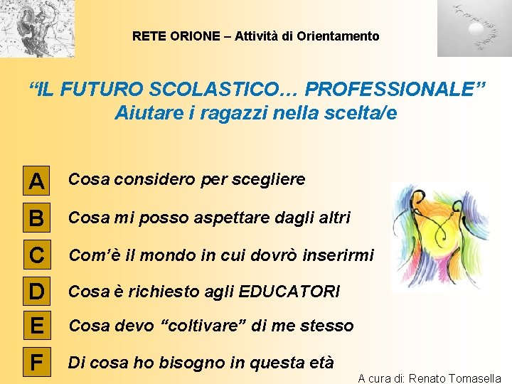 RETE ORIONE – Attività di Orientamento “IL FUTURO SCOLASTICO… PROFESSIONALE” Aiutare i ragazzi nella